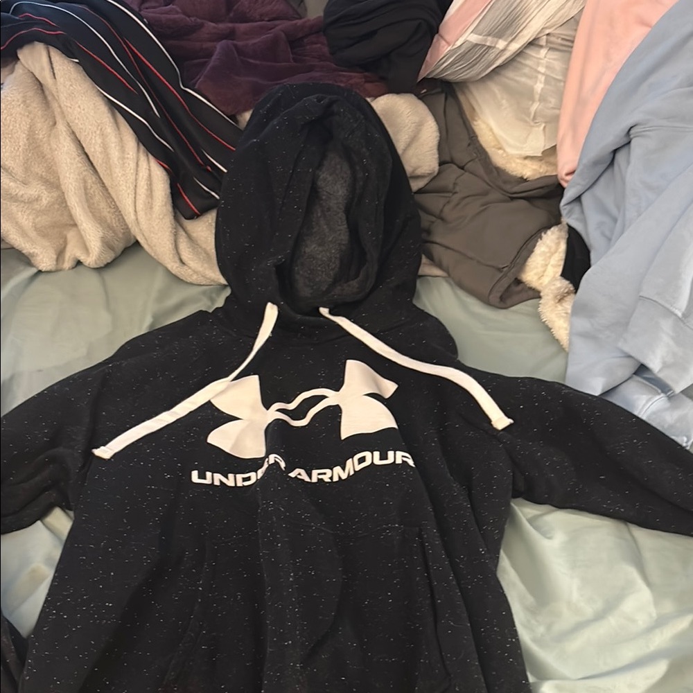 Under Armour Speckled Black Hoodie with White Logo